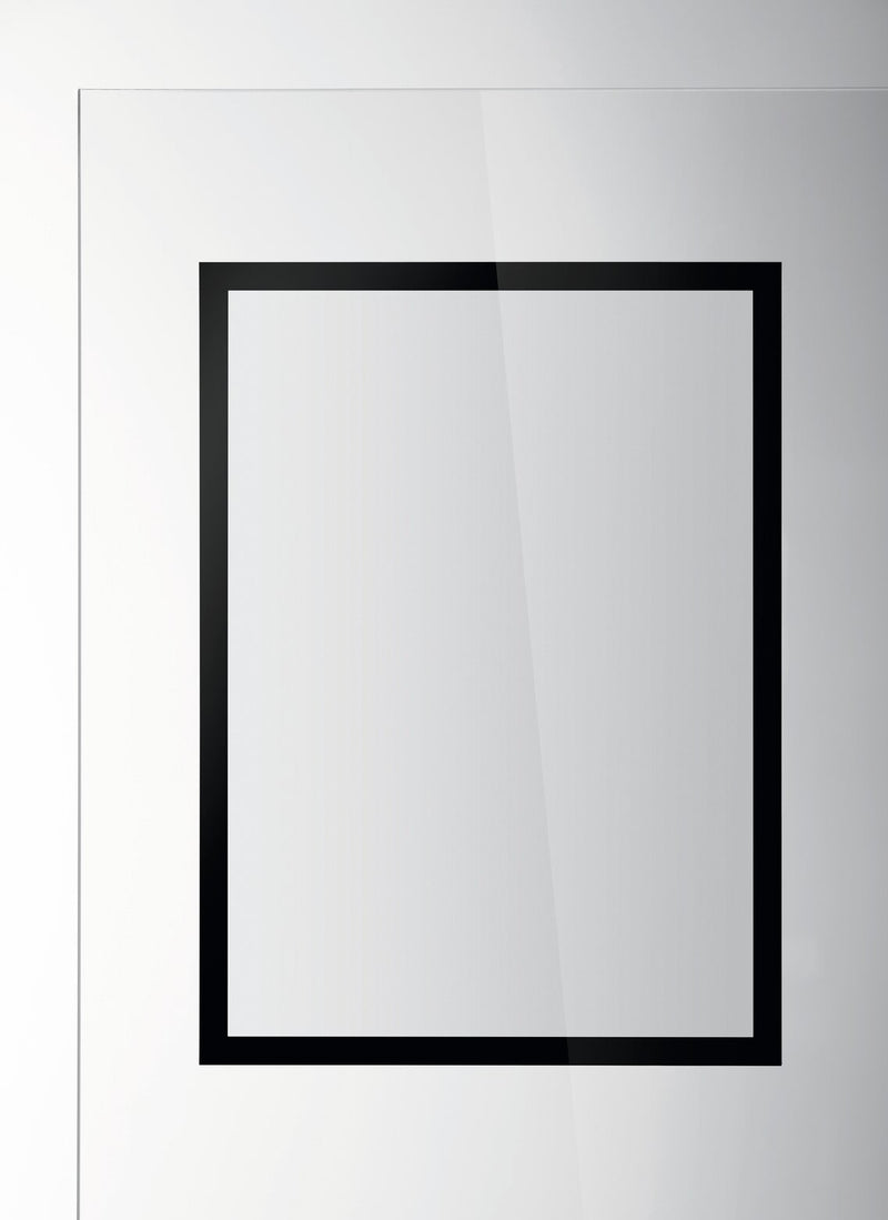 Durable Duraframe Sun A3 black frame applied to a glass pane, shown empty