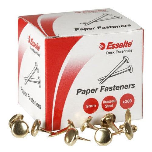 Esselte 48553 Paper Fastener 9mm Box 200 Brass Plated Steel