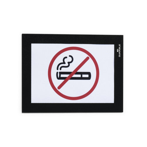 Duraframe A6 Sign Holder Adhesive Back Black Pack 2