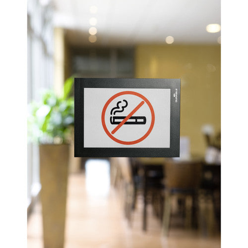 Duraframe A6 Sign Holder Adhesive Back Black Pack 2