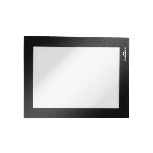 Duraframe A6 Sign Holder Adhesive Back Black Pack 2