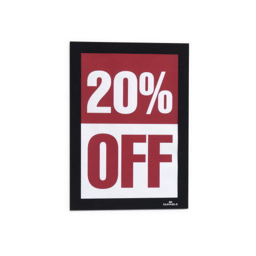 Duraframe A5 Sign Holder Adhesive Back Black Pack 2