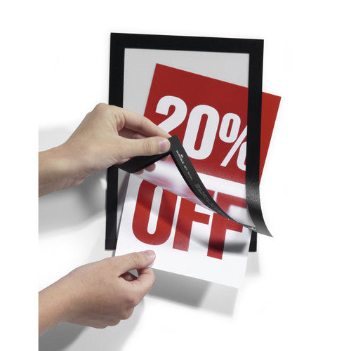 Duraframe A5 Sign Holder Adhesive Back Black Pack 2
