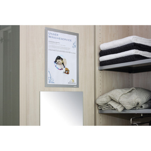 Duraframe A4 Sign Holder Adhesive Back Silver Pack 2