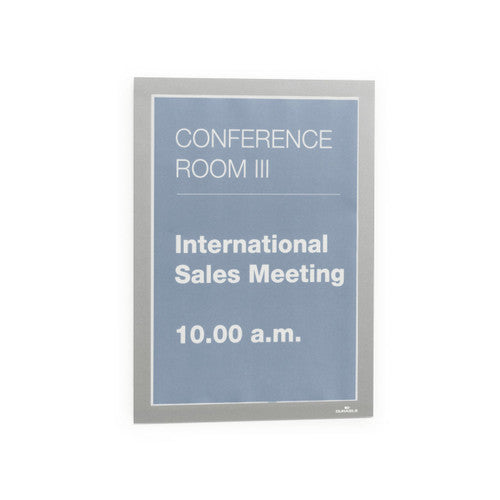 Duraframe A4 Sign Holder Silver Retail Pack