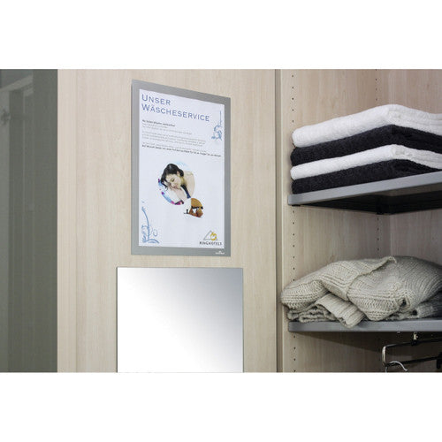 Duraframe A4 Sign Holder Silver Retail Pack