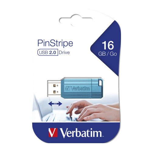 Verbatim Store n Go Pinstripe USB Drive 16GB Caribbean Blue