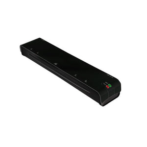 Rexel SG300 A3 laminator in black, a long low body seen from the front at an angle with the controls at the right end