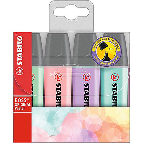 Stabilo Boss Original Pastel Highlighter Wallet of 4 Assorted Colours