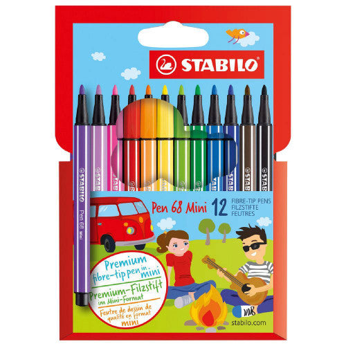 Stabilo 68 Fibre Tip Pen Mini Wallet of 12 Assorted
