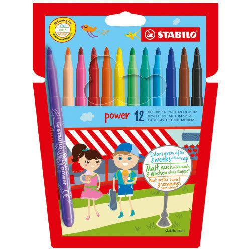 Stabilo Power Fibre Tip Pen Wallet of 12 Assorted