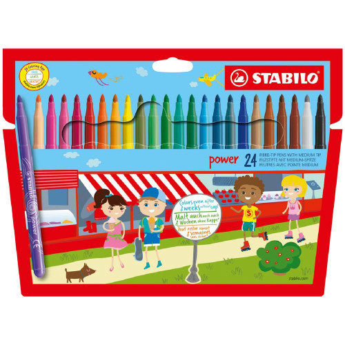 Stabilo Power Fibre Tip Pen Wallet of 24 Assorted