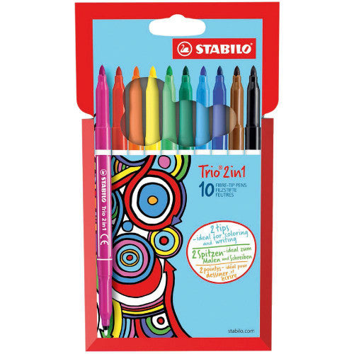 Stabilo Trio 2-in-1 Pens Wallet of 10 Assorted