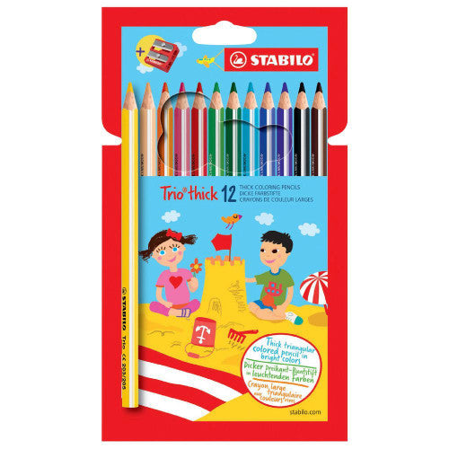 Stabilo Trio Thick Coloured Pencils Wallet of 12 Assorted