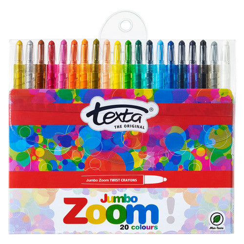 Texta Jumbo Zoom Twist Crayons Transparent Barrel Pack of 20