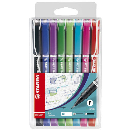 Stabilo Sensor Colortangle Fineliner Assorted Pack of 8 Box of 5