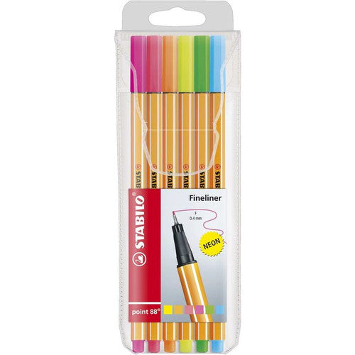 Stabilo Point 88 Fineliner 0.4mm Neon Pack of 10