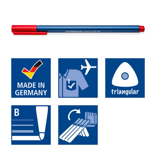 Staedtler 437 XB-3 Triplus Ball 437 Triangular Ballpoint Pen Extra Broad Blue Box of 10