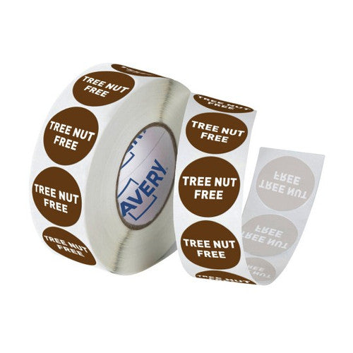 Avery Food Safety 'Tree Nut Free' Allergy Label 24mm 1000 Roll
