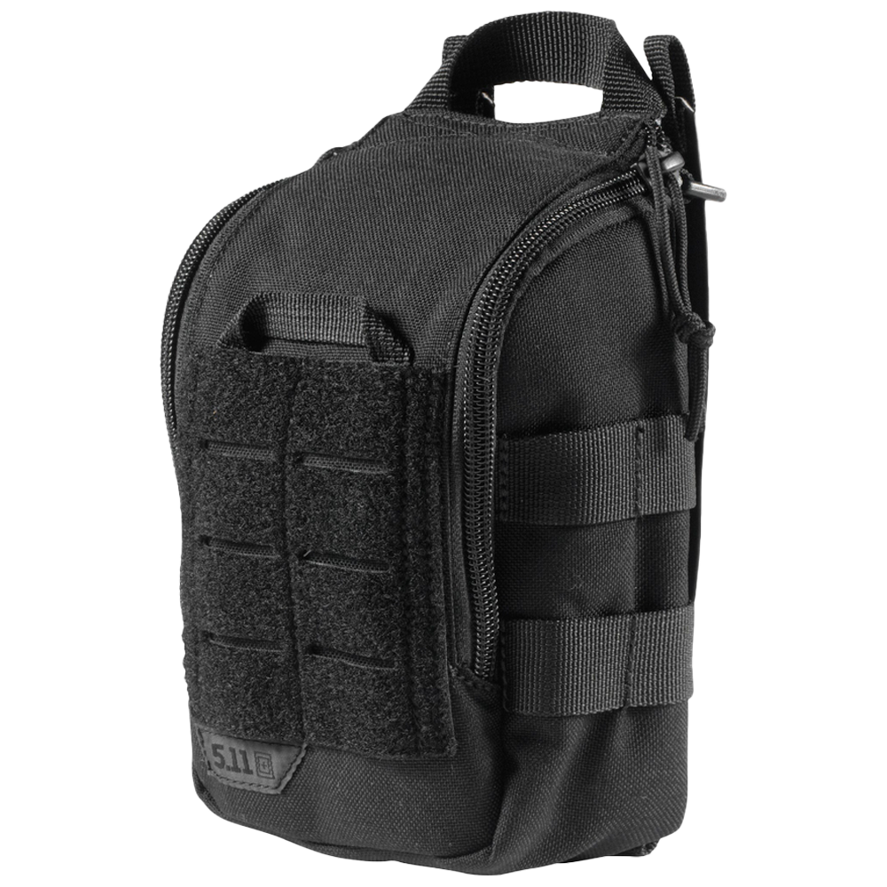 5.11 UCR IFAK Pouch Medium 13 x 18 x 8cm Black showing MOLLE-compatible tactical IFAK pouch for individual first aid kit carry in field and security applications