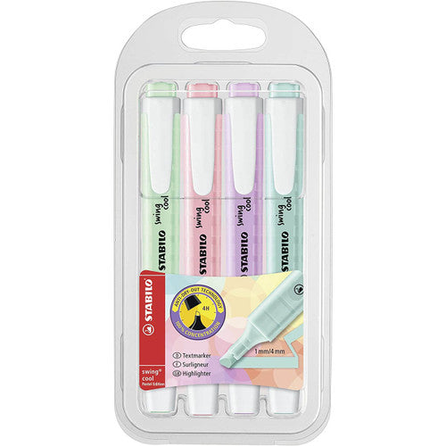 Stabilo Swing Cool Pastel Pocket Highlighter Assorted Wallet of 4