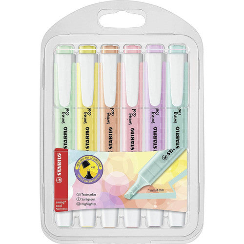 Stabilo Swing Cool Pastel Pocket Highlighter Assorted Wallet of 6