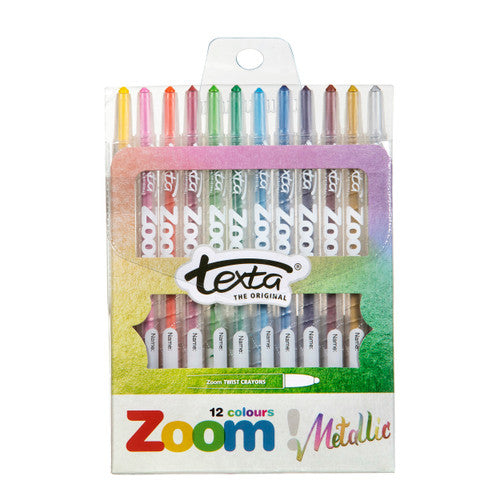 Texta Zoom Twist Crayons Metallic Wallet of 12 Carton of 10