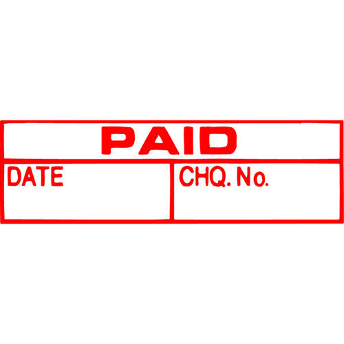 Xstamper Message Stamp Paid/Date/Cheque No. Red