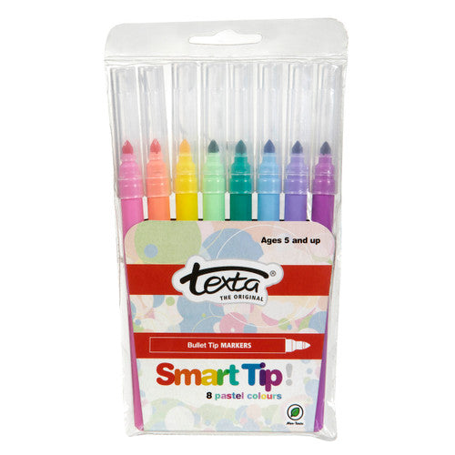Texta Smart Tip Colouring Markers Pastel Assorted Pack of 8