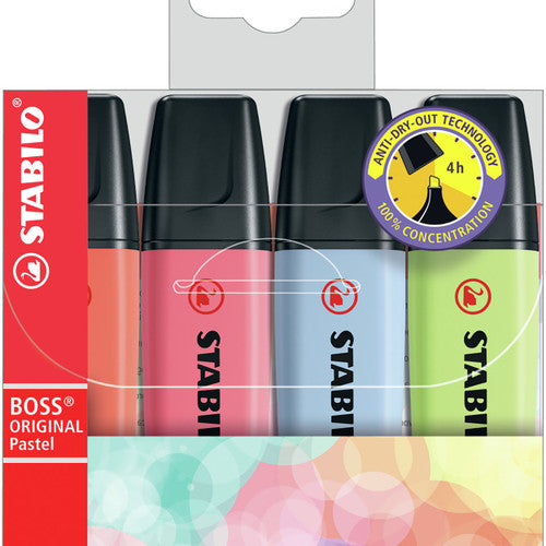Stabilo Boss Original Highlighter Wallet of 4 Pastel Set 2 Colours