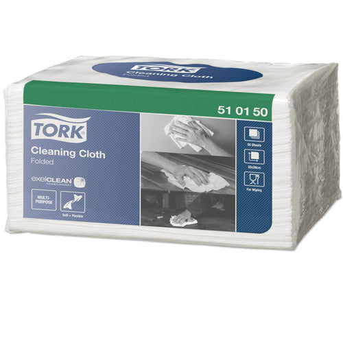 Tork Cleaning Cloth Folded 1 Ply W8 Small Pack White Carton of 8