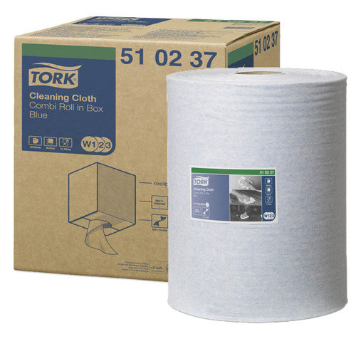 Tork Cleaning Cloth Combi Roll 1 Ply W1 W2 W3 Blue Roll of 400 Sheets