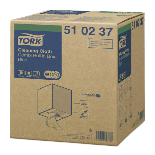 Tork Cleaning Cloth Combi Roll 1 Ply W1 W2 W3 Blue Roll of 400 Sheets