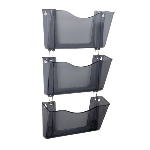 Deflecto Linking Wall Pockets Set of 3 Smoke