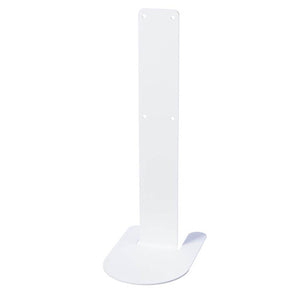 White Tork tabletop stand shown empty from a second angle, with its curved foot plate visible