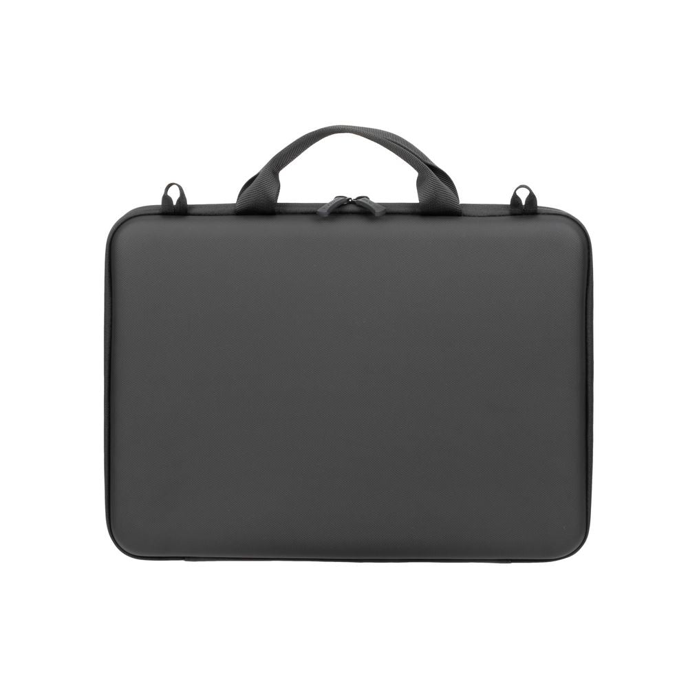Rivacase 5130 Antishock Hard Shell Case MacBook Air 15 Laptop 14 Black - side view with carry handle and shoulder strap detail