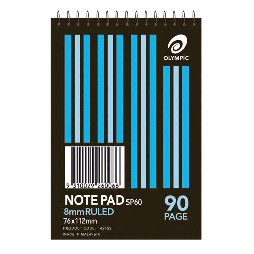 Olympic Notepad 76 x 112mm 90 Pages 8mm Spiral Pack of 20