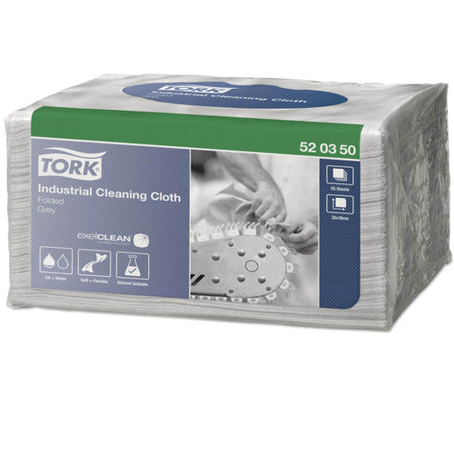Tork Industrial Cleaning Cloth Folded 1 Ply W8 Small Pack Grey Carton of 8