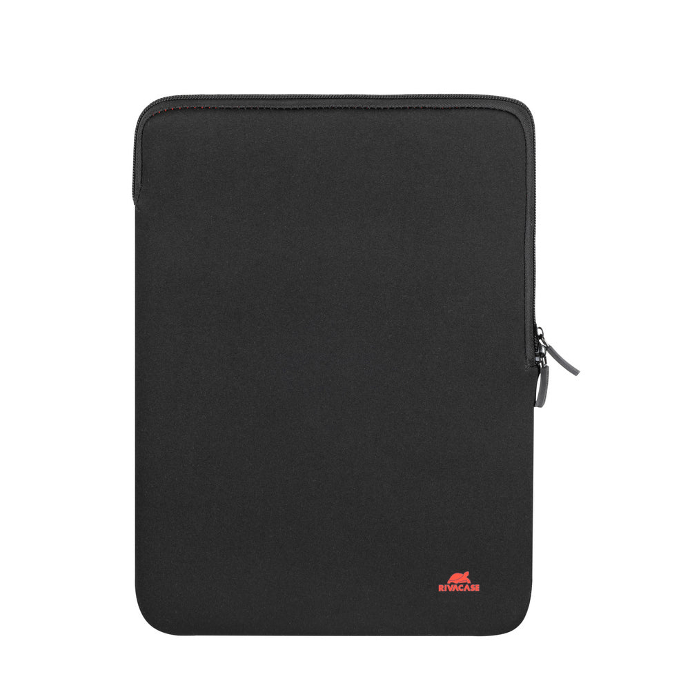 Rivacase 5221 Antishock MacBook 13 Sleeve Black - side angle showing zip detail and neoprene texture