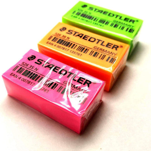 Staedtler 526 35 N Erasers in Bright Neon Colours Assorted Box of 50