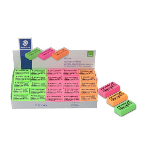 Staedtler 526 35 N Erasers in Bright Neon Colours Assorted Box of 50