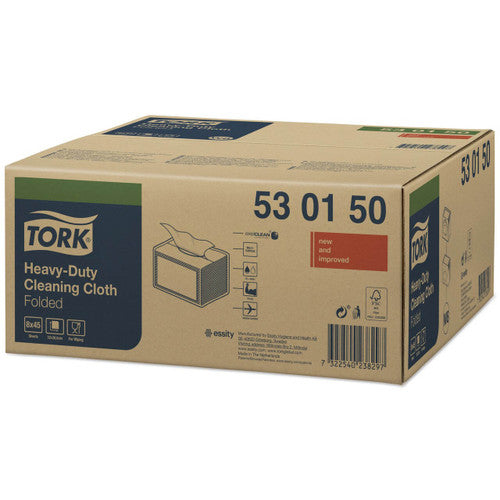 Tork Heavy Duty Cleaning Cloth Folded 1 Ply W8 Small Pack White Carton of 8