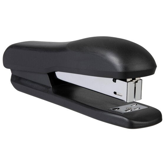 Black Marbig Enviro full strip plastic stapler shown from a three quarter angle