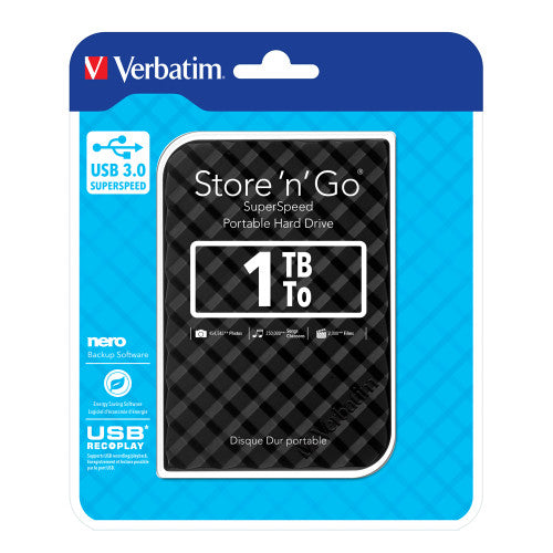 Verbatim Store n Go Grid Design Hard Drive Black 1TB