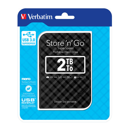 Verbatim Store n Go Grid Design Hard Drive Black 2TB