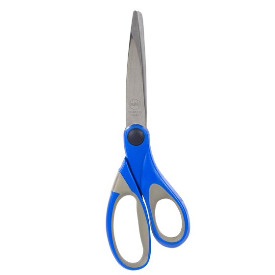 ACCO photograph of a single Comfort Grip pair with bright blue and grey handles and a dark pivot, blades closed and pointing up, the image ACCO use for code 975430