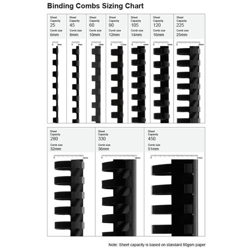 Fellowes Plastic Binding Combs 21 Ring 16mm Round White Pack 100