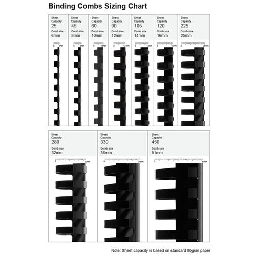 Fellowes Plastic Binding Combs 21 Ring 51mm Oval White Pack 50