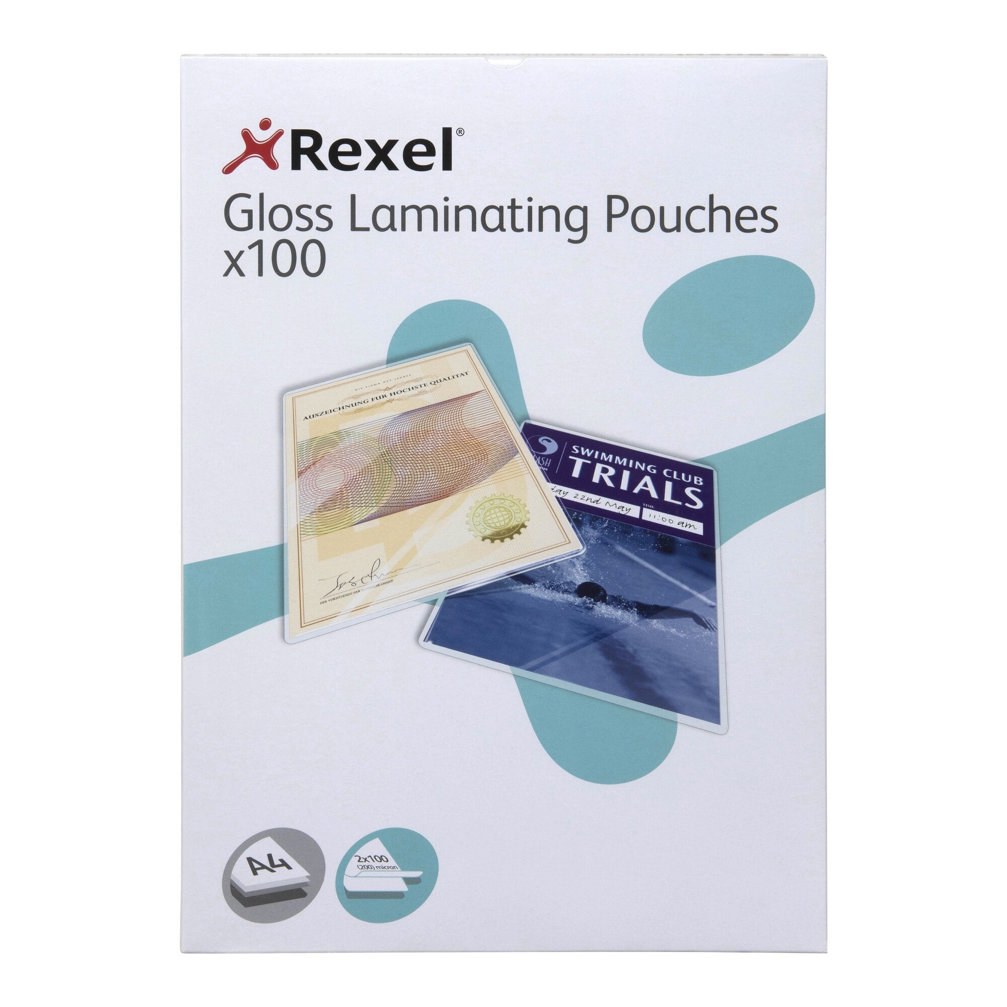 Rexel Laminating Pouches Gloss A4 2x100 Micron Pack 100