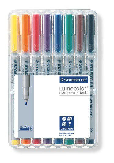 Staedtler Lumocolor Non-Permanent Pen Broad Assorted Wallet of 8 312 WP8